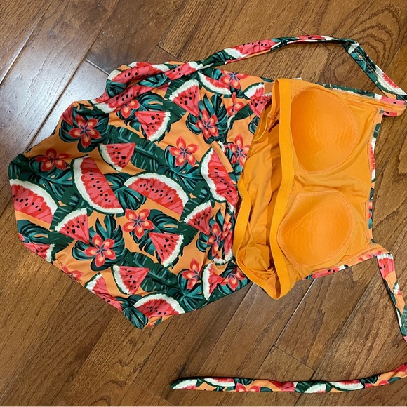 Women’s Modcloth Ava Halter Watermelon Print One-Piece Swimsuit, size XL - Picture 2 of 6